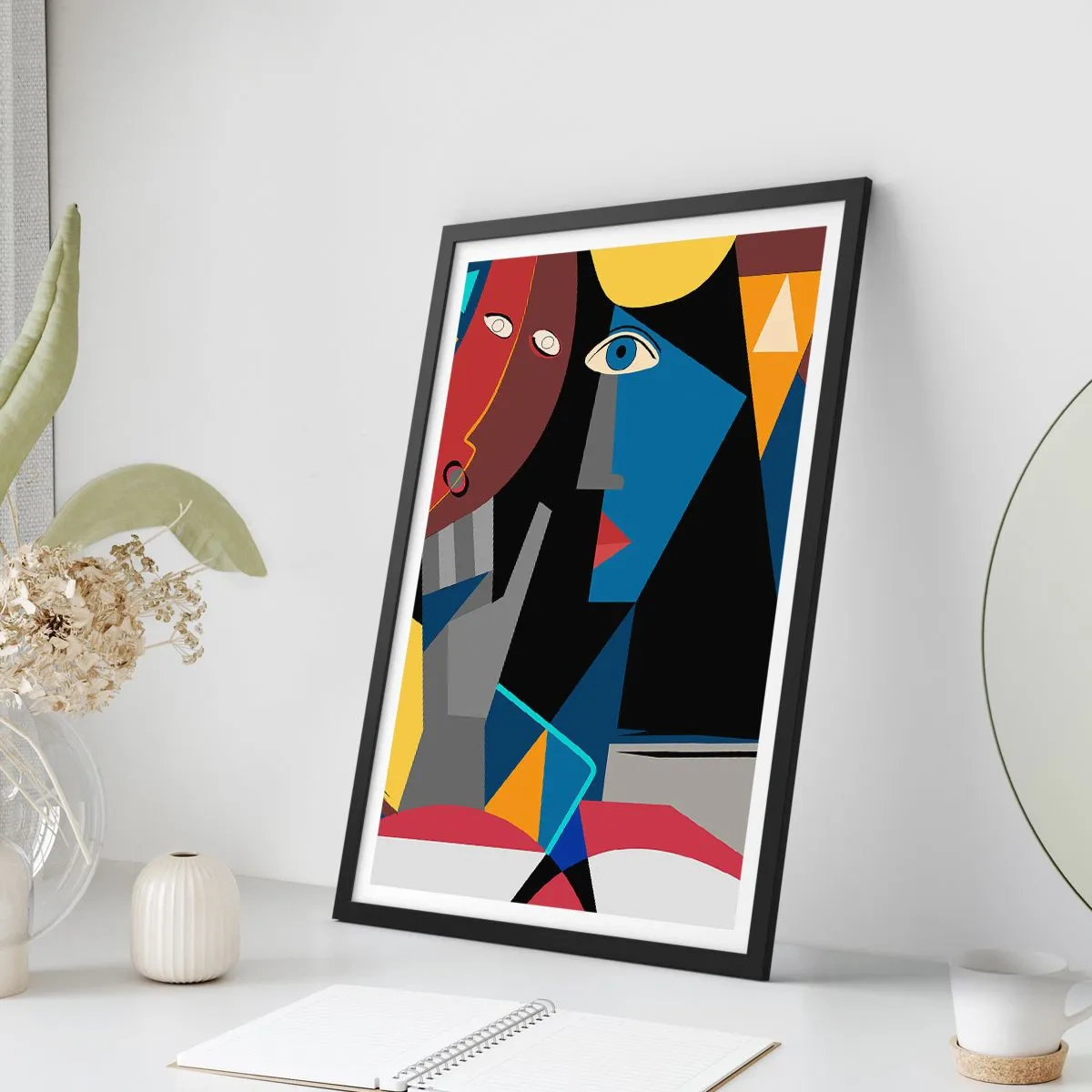 Affiche dans un cadre noir - Poster - Une conversation entre cubistes - 61x91 cm