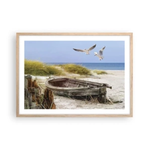 Affiche dans un chêne clair - Poster - Bain de vent - 70x50 cm