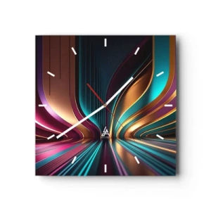 Horloge murale - Pendule murale - Abstraction futuriste aux couleurs et courbes intenses - 30x30cm - Architektura światła - Décoration murale moderne pour le salon et la chambre ARTTOR