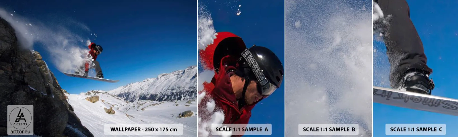 Échantillon de Papier Peint Autocollant Deluxe Sticker - Et tu es devenu une partie de l'espace - Paysage, Planche a neige, sport - 100x30 cm