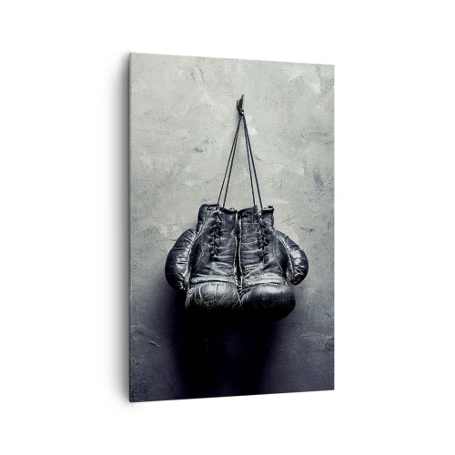 Impression sur toile - Image sur toile - De vieux gants de boxe contre le mur - 80x120cm - Un temps pour se battre et un temps pour la paix - Décoration murale moderne pour le salon et la chambre ARTTOR