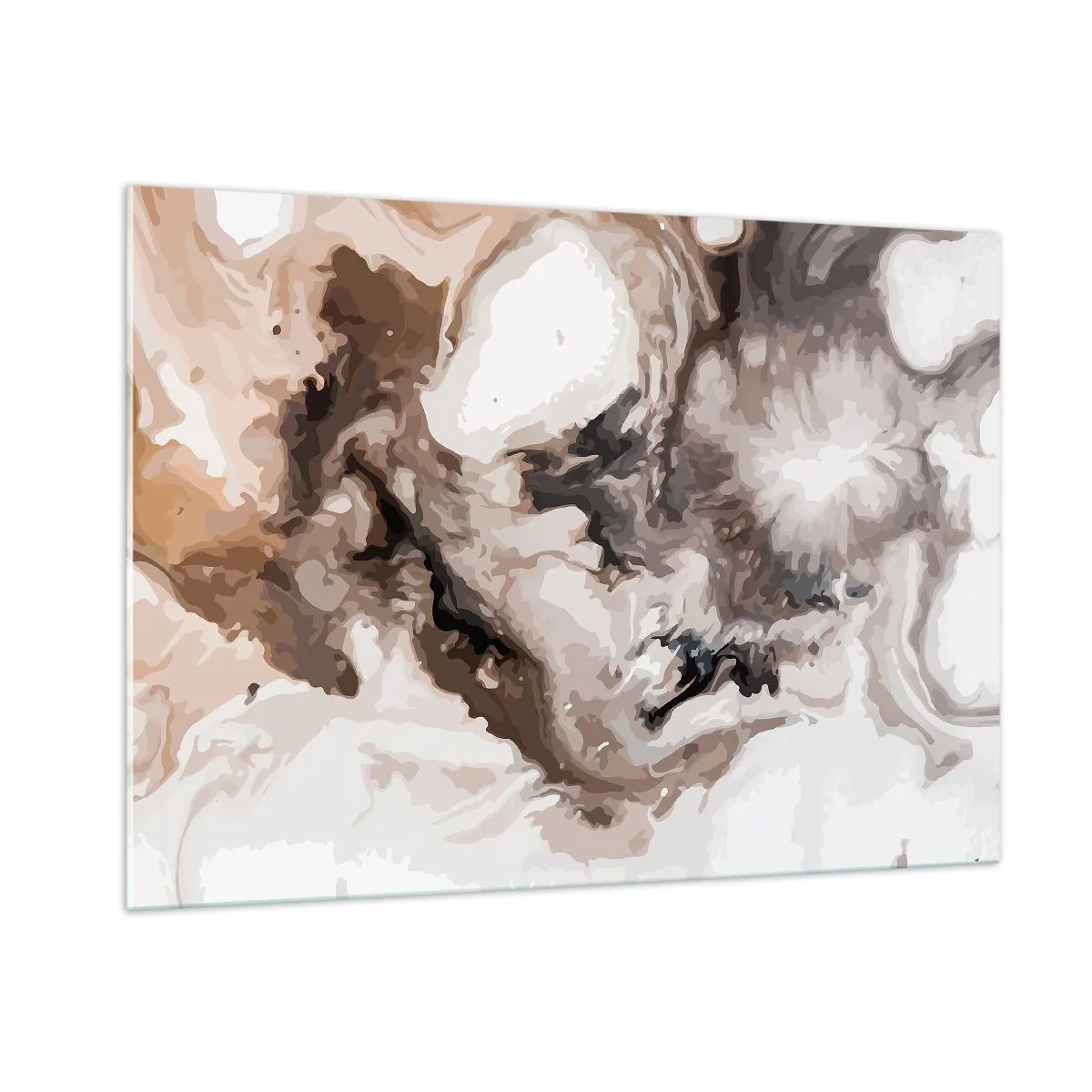 Impression sur verre - Image sur verre - Motif abstrait dans les tons de marron, beige et blanc - 100x70cm - La naissance d'une galaxie - Décoration murale moderne pour le salon et la chambre ARTTOR