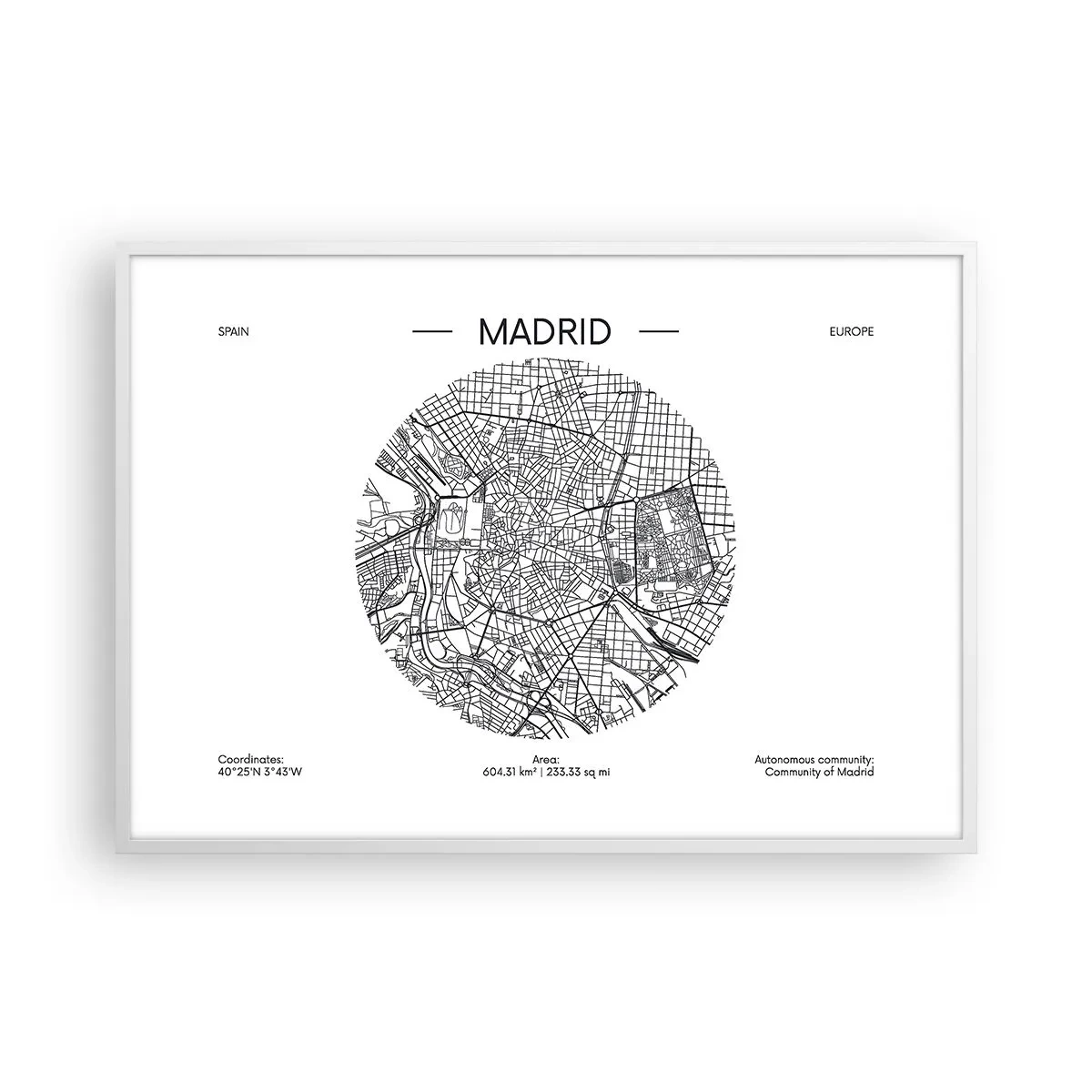 Affiche dans un cadre blanc - Poster - Anatomie de Madrid - 100x70 cm