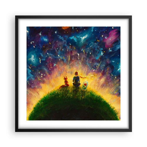 Affiche dans un cadre noir - Poster - Amour et amitié - le monde entier - 50x50 cm