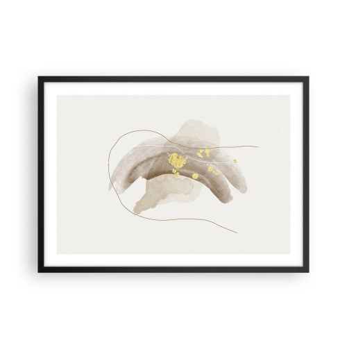 Affiche dans un cadre noir - Poster - Une composition abstraite dans les tons beige et or. - 70x50cm - rencontré dans l'espace - Décoration murale moderne pour le salon et la chambre ARTTOR