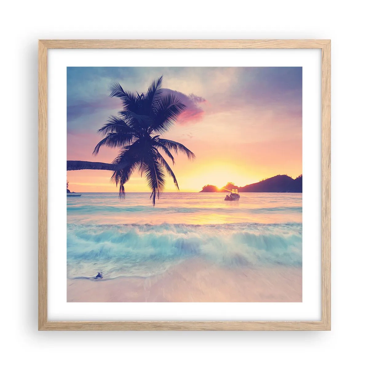 Affiche dans un chêne clair - Poster - Une soirée à la baie - 50x50 cm