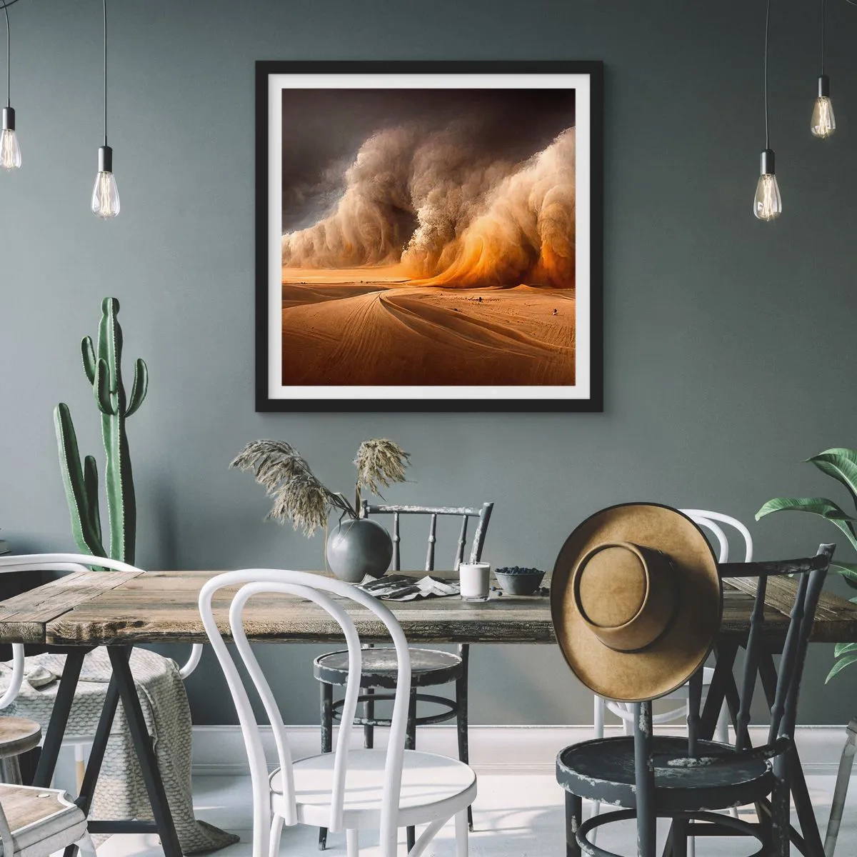 Affiche dans un cadre noir - Poster - La colère du désert - 50x50 cm