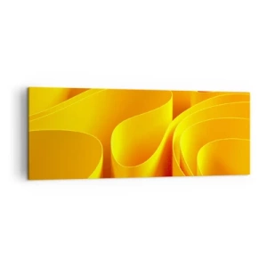 Impression sur toile - Image sur toile - Vagues abstraites jaunes ressemblant à des rayons de soleil - 140x50cm - Comme les vagues du soleil - Décoration murale moderne pour le salon et la chambre ARTTOR