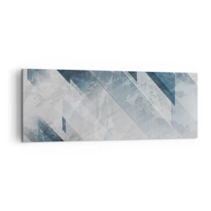 Impression sur toile - Image sur toile - Lignes abstraites dans des tons de gris et de bleu - 140x50cm - Composition spatiale - mouvement gris - Décoration murale moderne pour le salon et la chambre ARTTOR