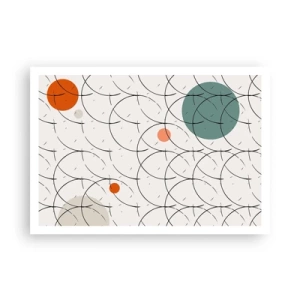 Affiche - Poster - Motif géométrique avec des cercles colorés sur un fond clair - 100x70cm - Dans l'esprit pop art - Décoration murale moderne pour le salon et la chambre ARTTOR