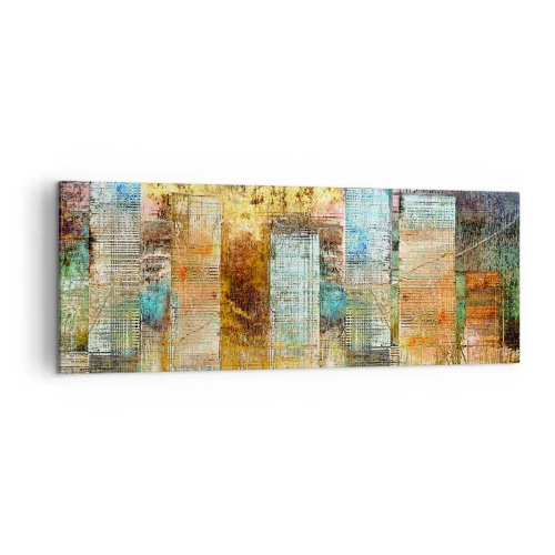 Impression sur toile - Image sur toile - Gratte-ciel abstraits de style industriel - 140x50cm - Une métropole ensoleillée - Décoration murale moderne pour le salon et la chambre ARTTOR