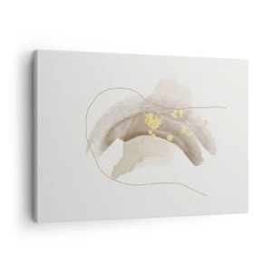 Impression sur toile - Image sur toile - Une composition abstraite dans les tons beige et or. - 70x50cm - rencontré dans l'espace - Décoration murale moderne pour le salon et la chambre ARTTOR