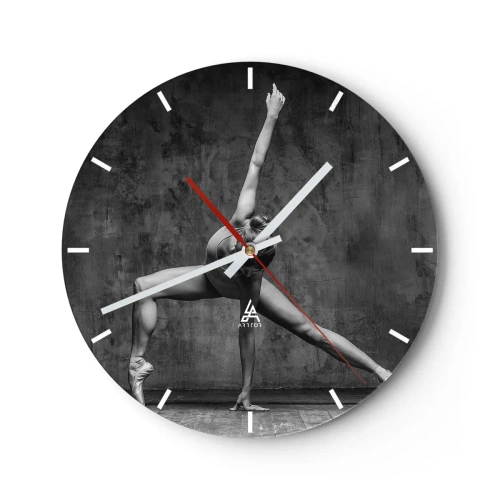 Horloge murale - Pendule murale - Une ballerine dans une pose dynamique sur fond de mur industriel brut. - 30x30cm - Balance idéale - Décoration murale moderne pour le salon, la cuisine et la chambre ARTTOR