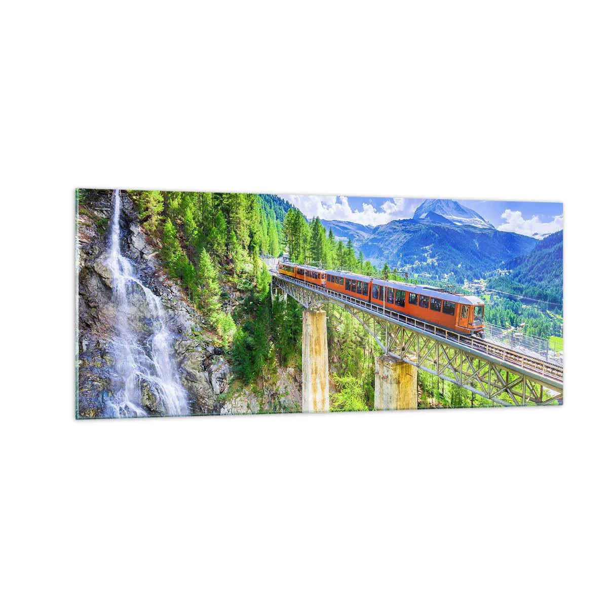Impression sur verre - Image sur verre - Train dans les Alpes - 100x40 cm