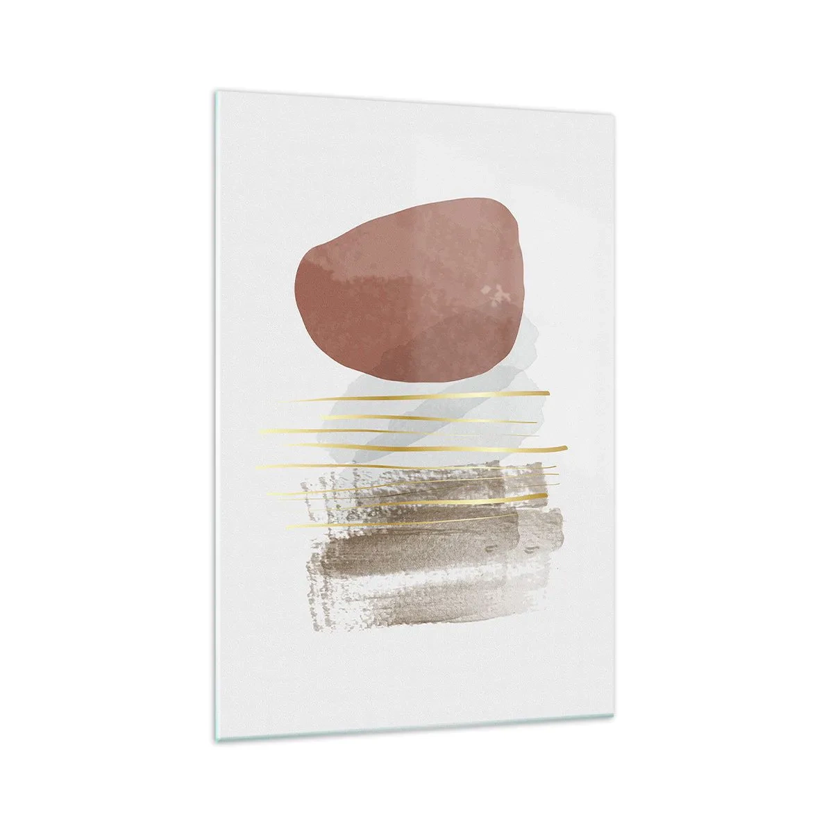 Impression sur verre - Image sur verre - Composition abstraite dans les tons beige et or - 70x100cm - Colonnade abstraite - Décoration murale moderne pour le salon et la chambre ARTTOR