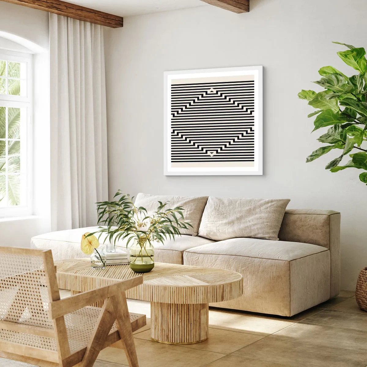 Affiche dans un cadre blanc - Poster - Illusion géométrique - 60x60 cm