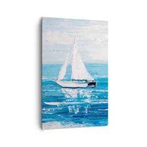 Impression sur toile - Image sur toile - Yachts sur la mer bleue dans un style artistique - 80x120cm - Avec un ami à mes côtés - Décoration murale moderne pour le salon et la chambre ARTTOR