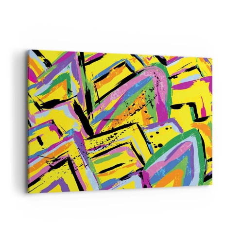 Impression sur toile - Image sur toile - Abstraction vivante aux couleurs vives et aux formes dynamiques - 100x70cm - Jusqu'à ce qu'il crie de joie - Décoration murale moderne pour le salon et la chambre ARTTOR