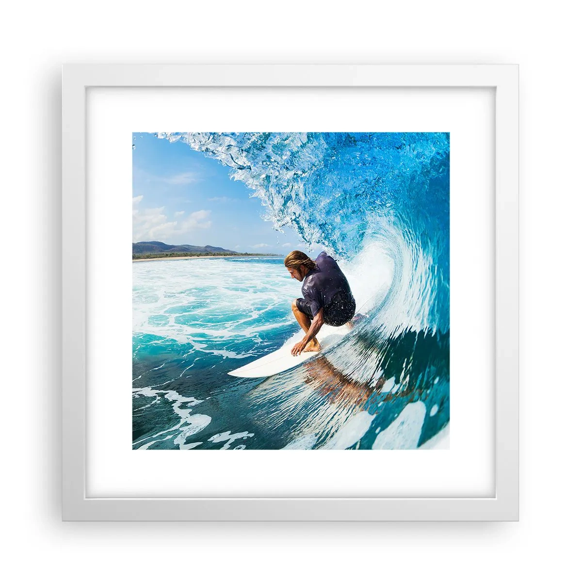 Affiche dans un cadre blanc - Poster - Danse avec les vagues - 30x30 cm