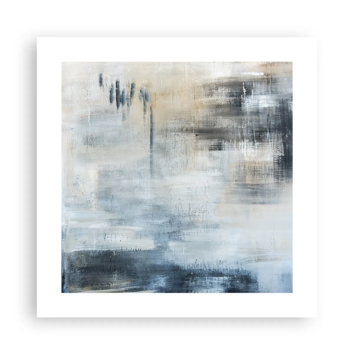 Affiche - Poster - Derrière le rideau bleu - 40x40 cm