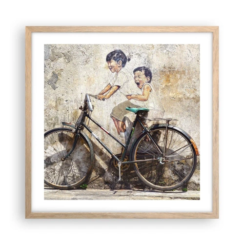 Affiche dans un chêne clair - Poster - Vrai ou faux? - 50x50 cm