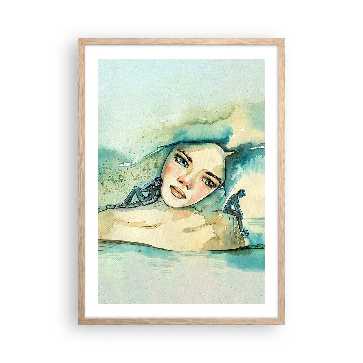 Affiche dans un chêne clair - Poster - Suis-je bleu? - 50x70 cm