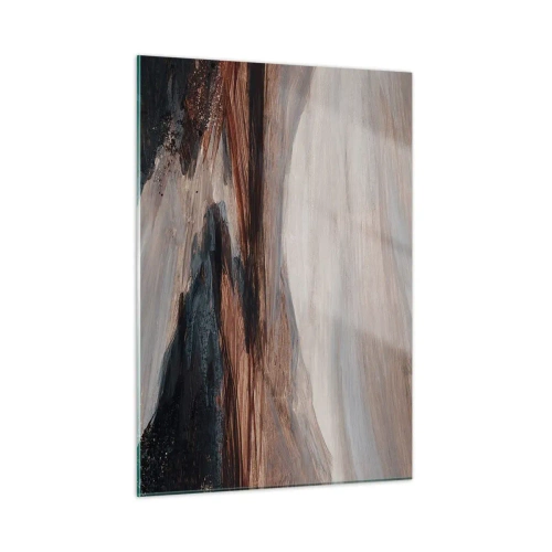 Impression sur verre - Image sur verre - Une vallée pittoresque avec une rivière aux tons bruns et bleus - 50x70cm - Une vallée tranquille - Décoration murale moderne pour le salon et la chambre ARTTOR