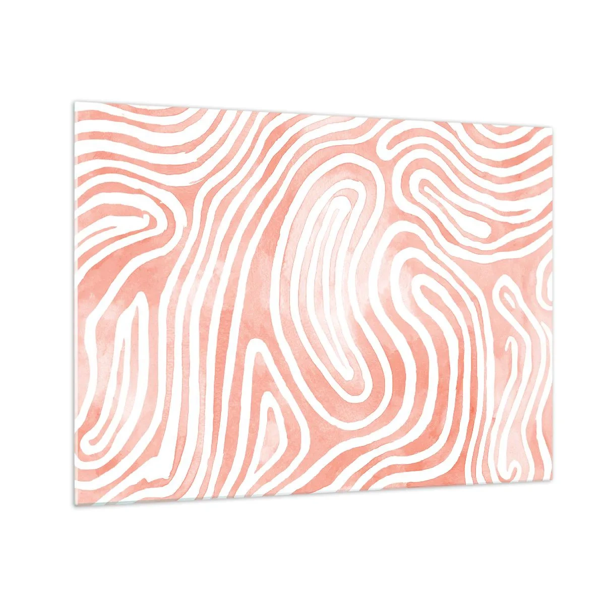 Impression sur verre - Image sur verre - Motif abstrait dans les tons blancs et corail - 70x50cm - Dans le labyrinthe de corail - Décoration murale moderne pour le salon et la chambre ARTTOR
