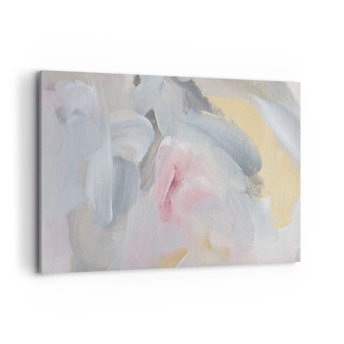 Impression sur toile - Image sur toile - Coups de pastel abstraits dans des tons de rose et de gris. - 100x70cm - Dans un monde pastel - Décoration murale moderne pour le salon et la chambre ARTTOR