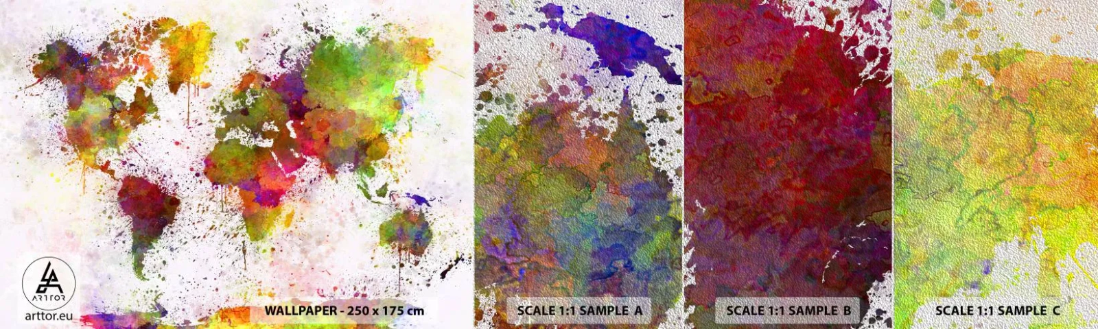 Échantillon de Papier Peint Premium Sand - D'une certaine manière ça s'est passé de la même façon - Carte du monde, Continents, Morceau - 100x30 cm