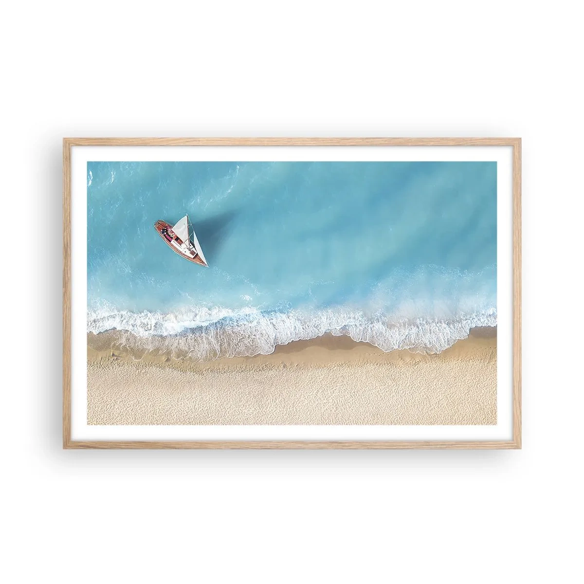 Affiche dans un chêne clair - Poster - A la frontière de l'azur et de l'or - 91x61 cm