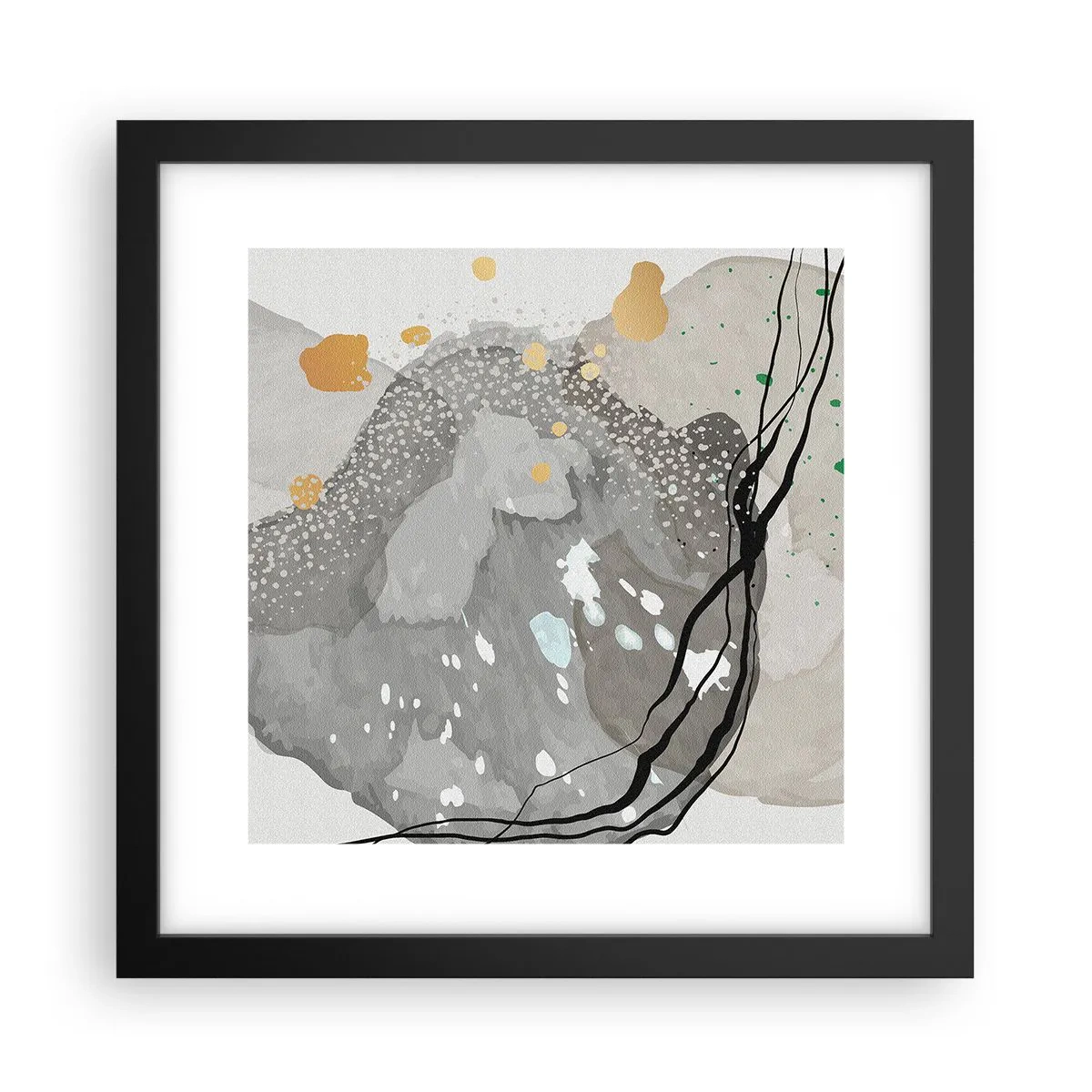 Affiche dans un cadre noir - Poster - Composition organique - 30x30 cm