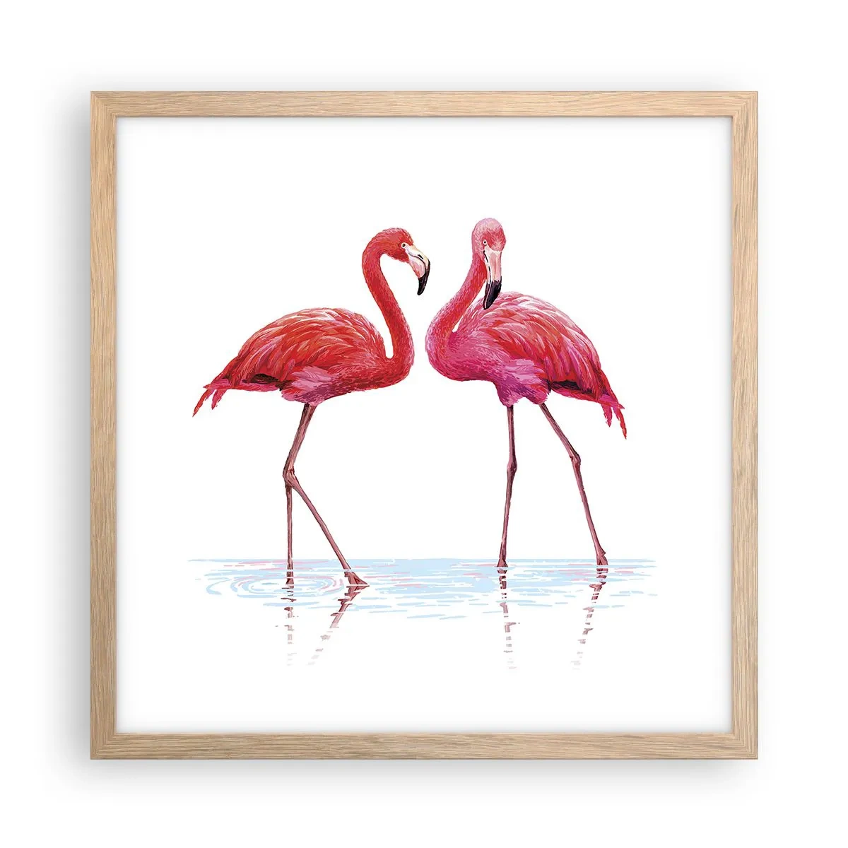 Affiche dans un chêne clair - Poster - Rendez-vous rose - 40x40 cm