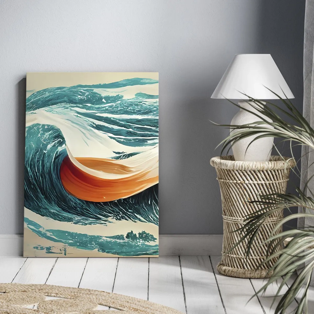 Impression sur toile - Image sur toile - Vagues de mer dynamiques avec ruban abstrait - 70x100cm - Le rêve d'un surfeur - Décoration murale moderne pour le salon et la chambre ARTTOR
