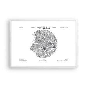 Affiche dans un cadre blanc - Poster - Anatomie de Marseille - 70x50 cm