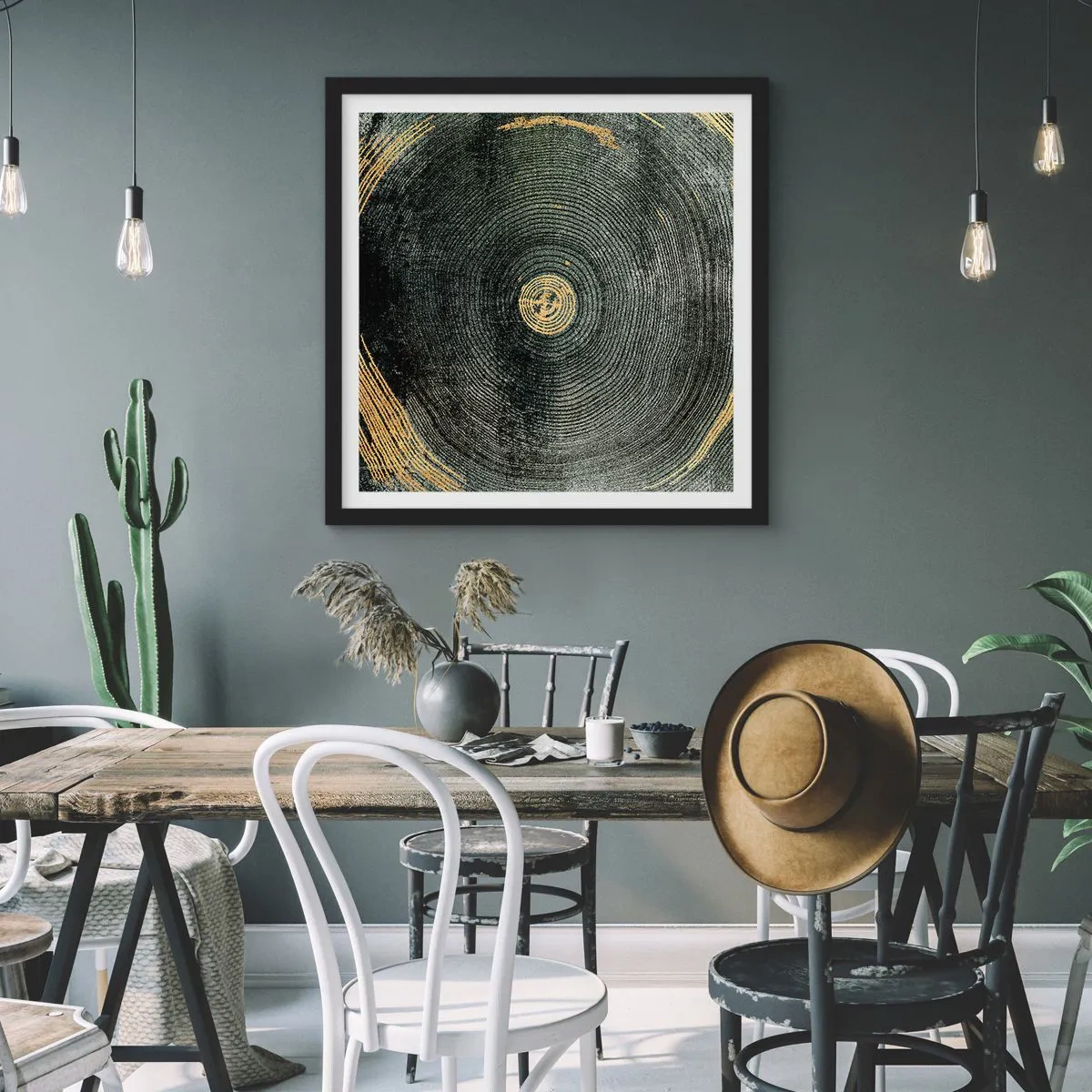 Affiche dans un cadre noir - Poster - Changement et persistance - 50x50 cm