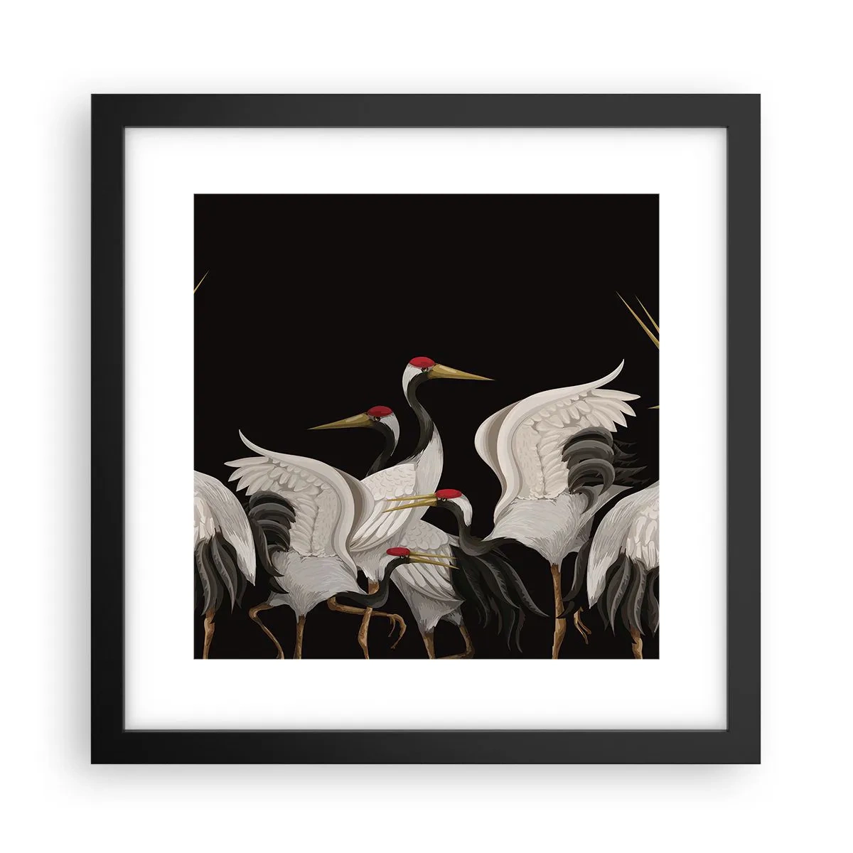 Affiche dans un cadre noir - Poster - Histoire d'oiseaux - 30x30 cm