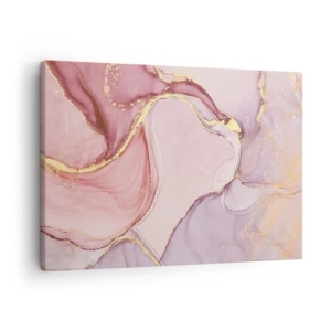 Impression sur toile - Image sur toile - Motifs abstraits délicats dans des tons de rose et d'or - 70x50cm - Caresse de couleurs - Décoration murale moderne pour le salon et la chambre ARTTOR