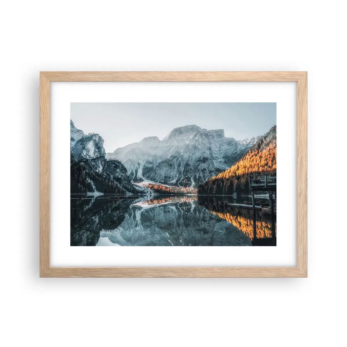 Affiche dans un chêne clair - Poster - Reflet de paysage - 40x30 cm