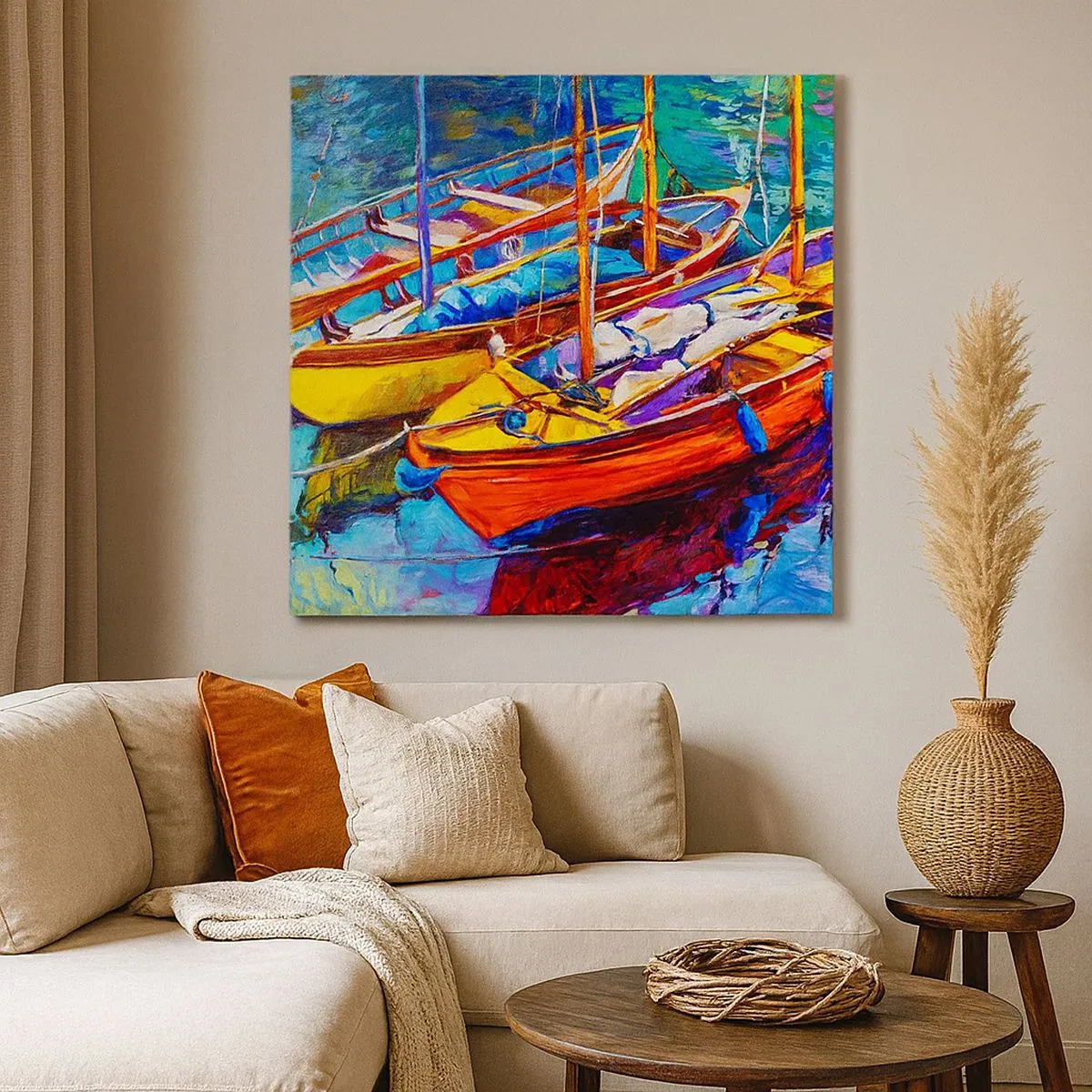 Impression sur toile - Image sur toile - Sur l'eau épaisse de couleurs - 30x30 cm