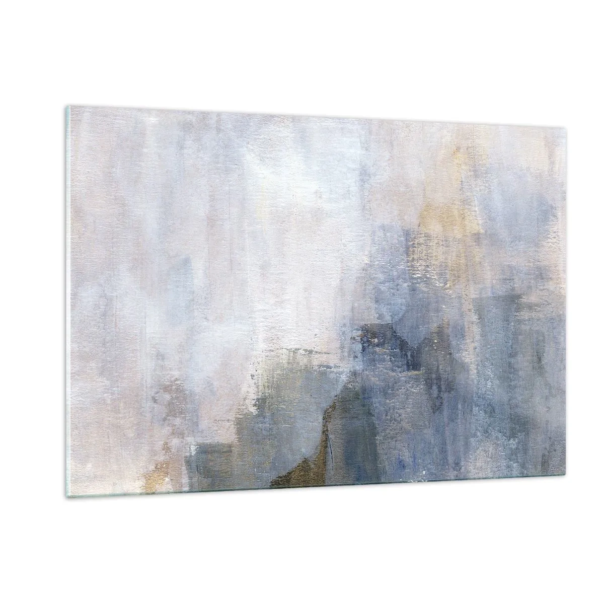 Impression sur verre - Image sur verre - Une composition abstraite dans des tons bleus et beiges froids. - 120x80cm - Tonalités et accords de couleur - Décoration murale moderne pour le salon et la chambre ARTTOR