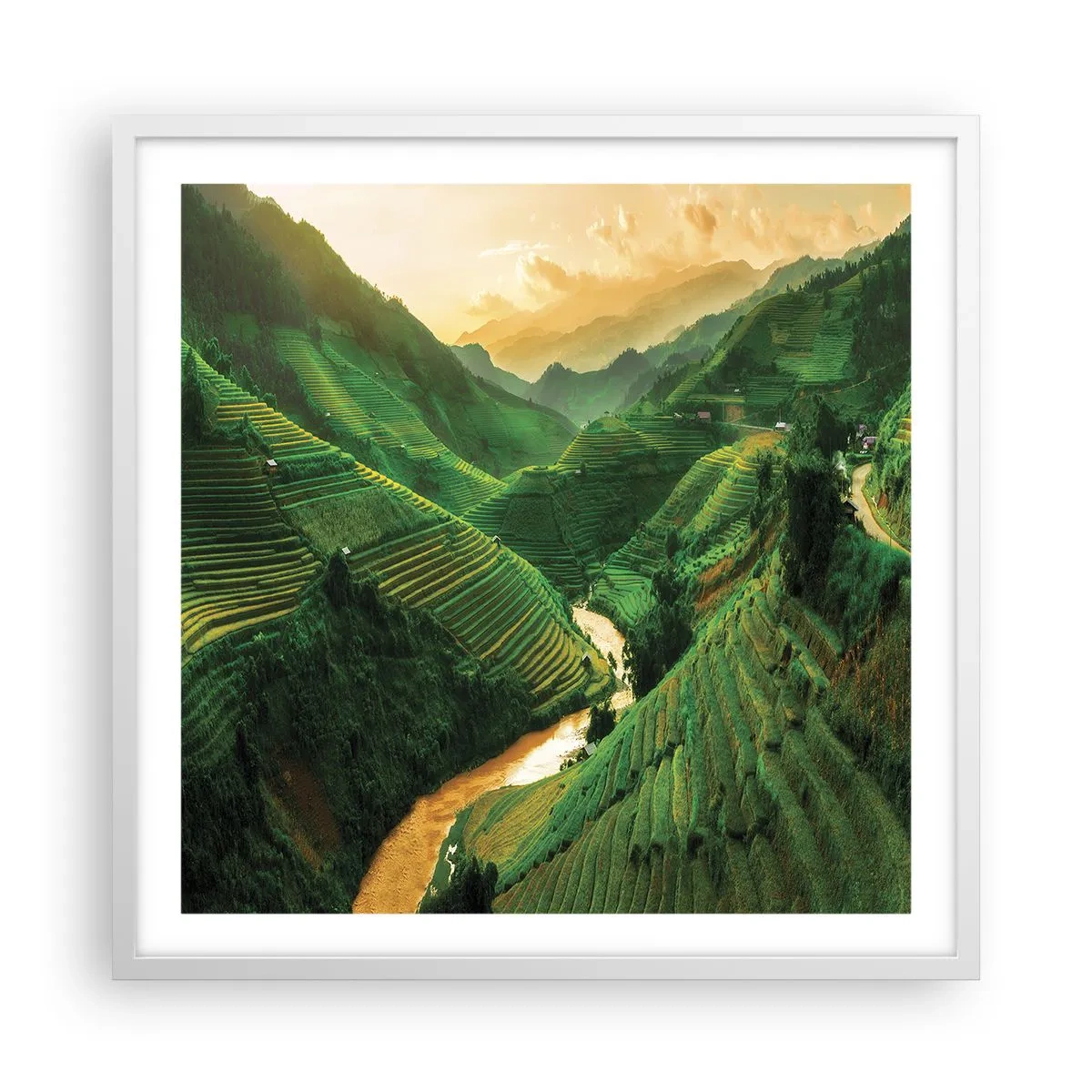 Affiche dans un cadre blanc - Poster - Vallée vietnamienne - 60x60 cm