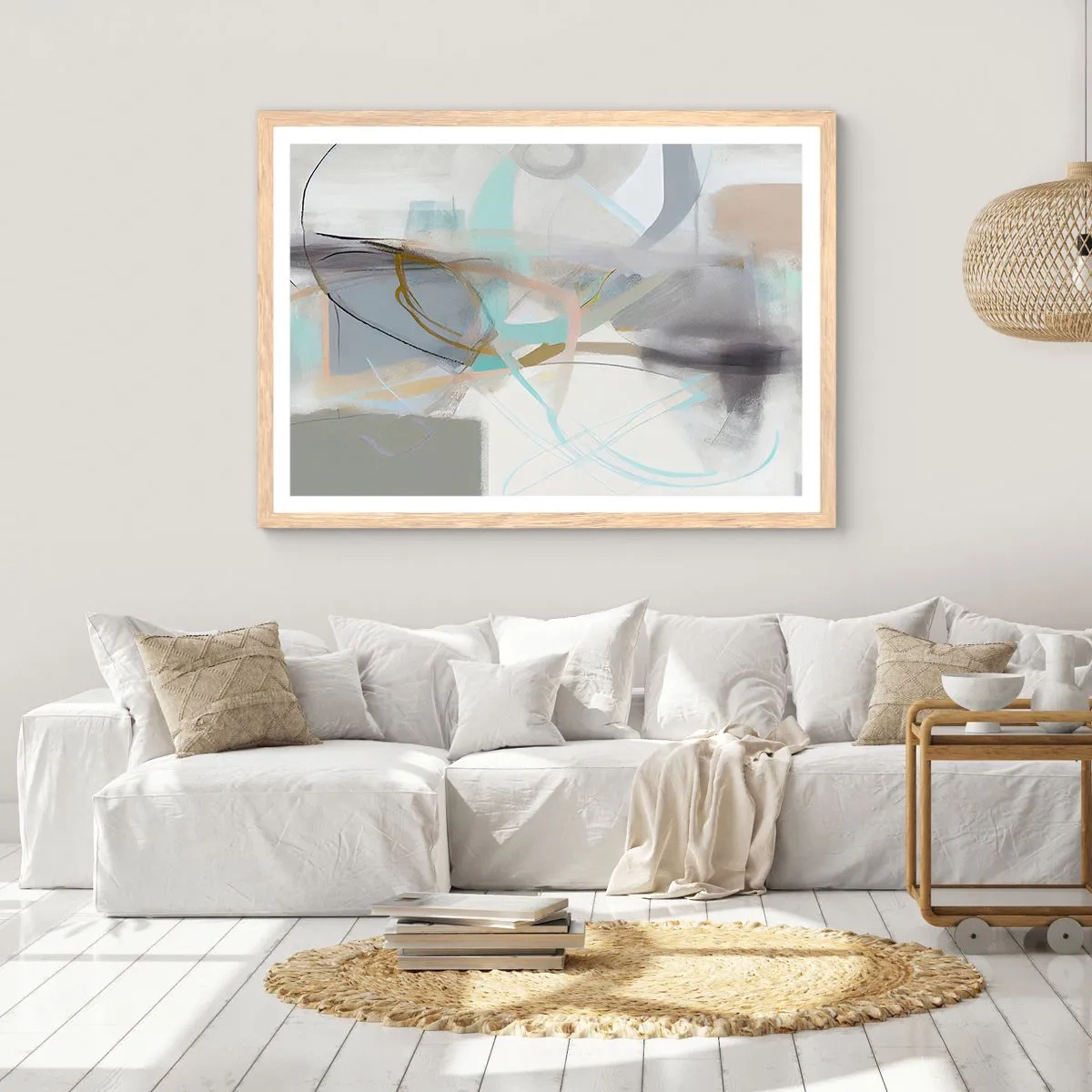 Affiche dans un chêne clair - Poster - Abstraction brumeuse - 70x50 cm