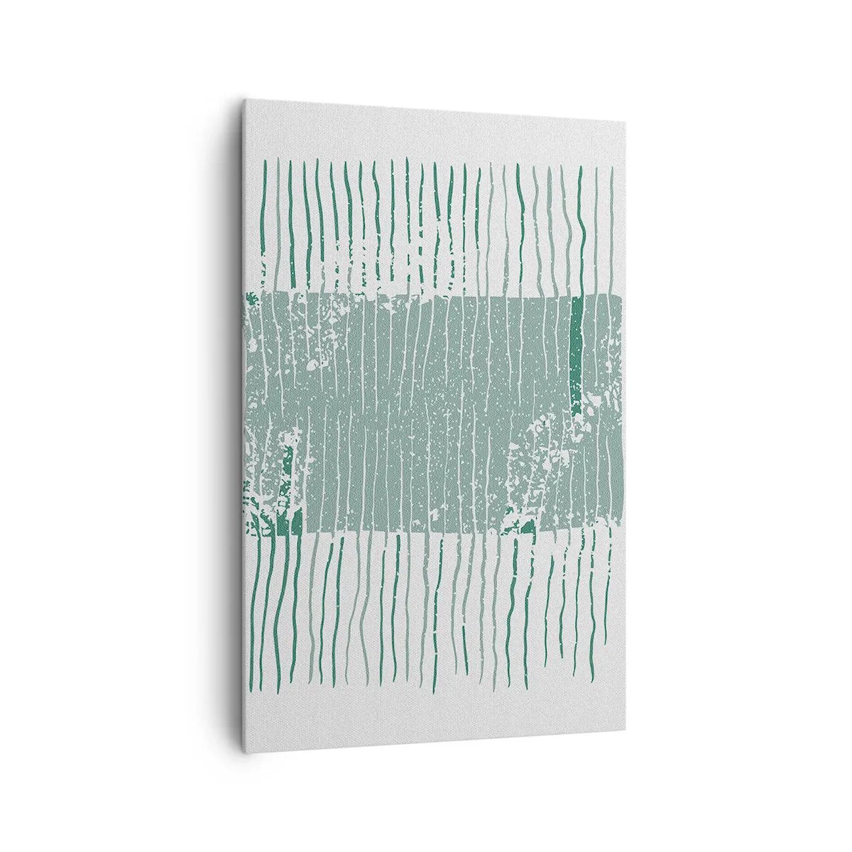 Impression sur toile - Image sur toile - Motif géométrique dans les tons vert mer et blanc - 80x120cm - Abstraction de la mer - Décoration murale moderne pour le salon et la chambre ARTTOR