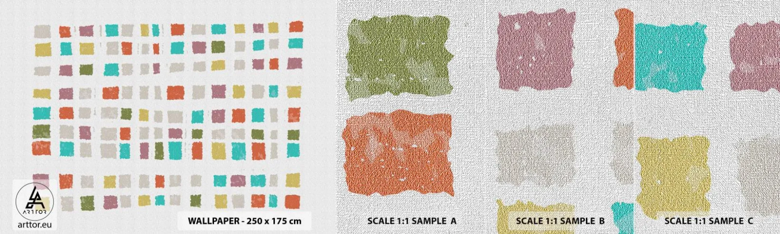 Échantillon de Papier Peint Premium Canvas - Jeu inconnu - Pastel, Carrés, Minimalisme - 100x30 cm