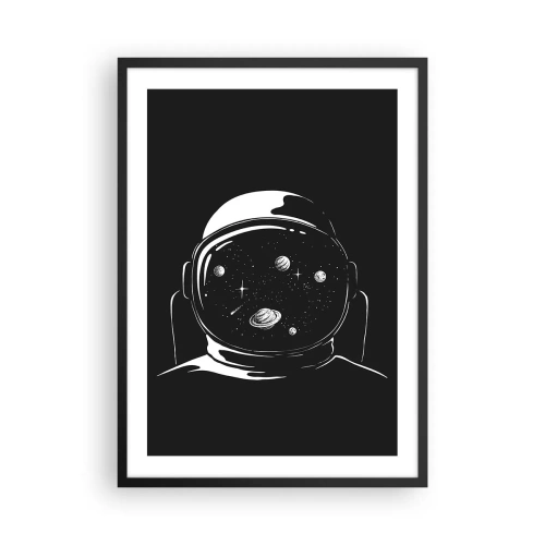 Affiche dans un cadre noir - Poster - Astronaute avec l'espace reflété dans son casque - 50x70cm - Sympa la vue - Décoration murale moderne pour le salon et la chambre ARTTOR
