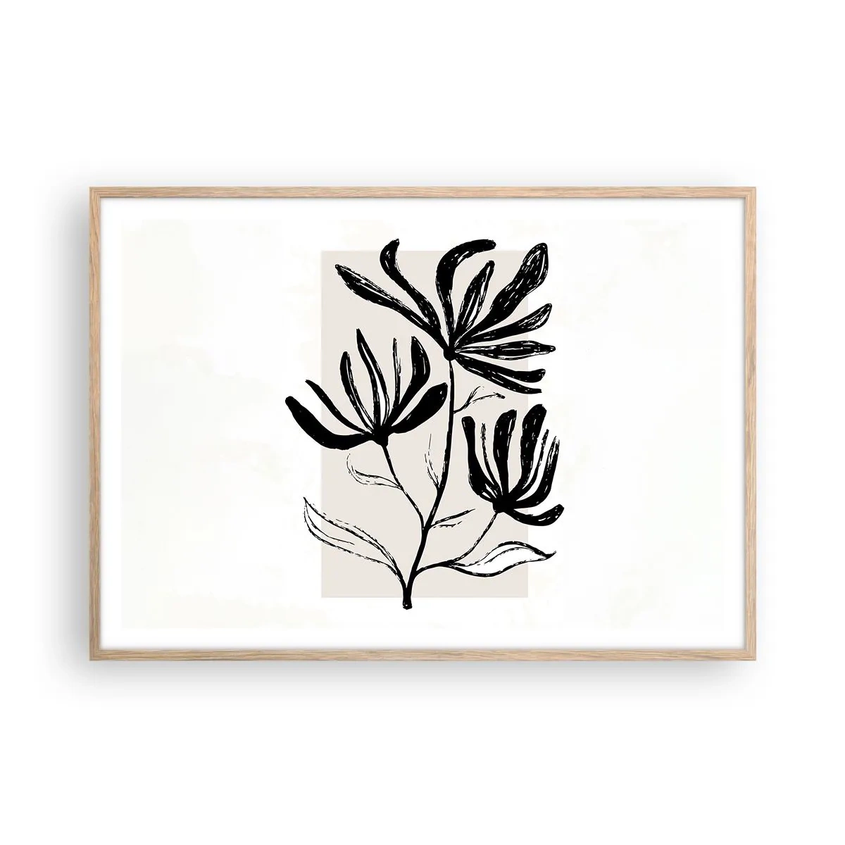 Affiche dans un chêne clair - Poster - Esquisse pour l'herbier - 100x70 cm