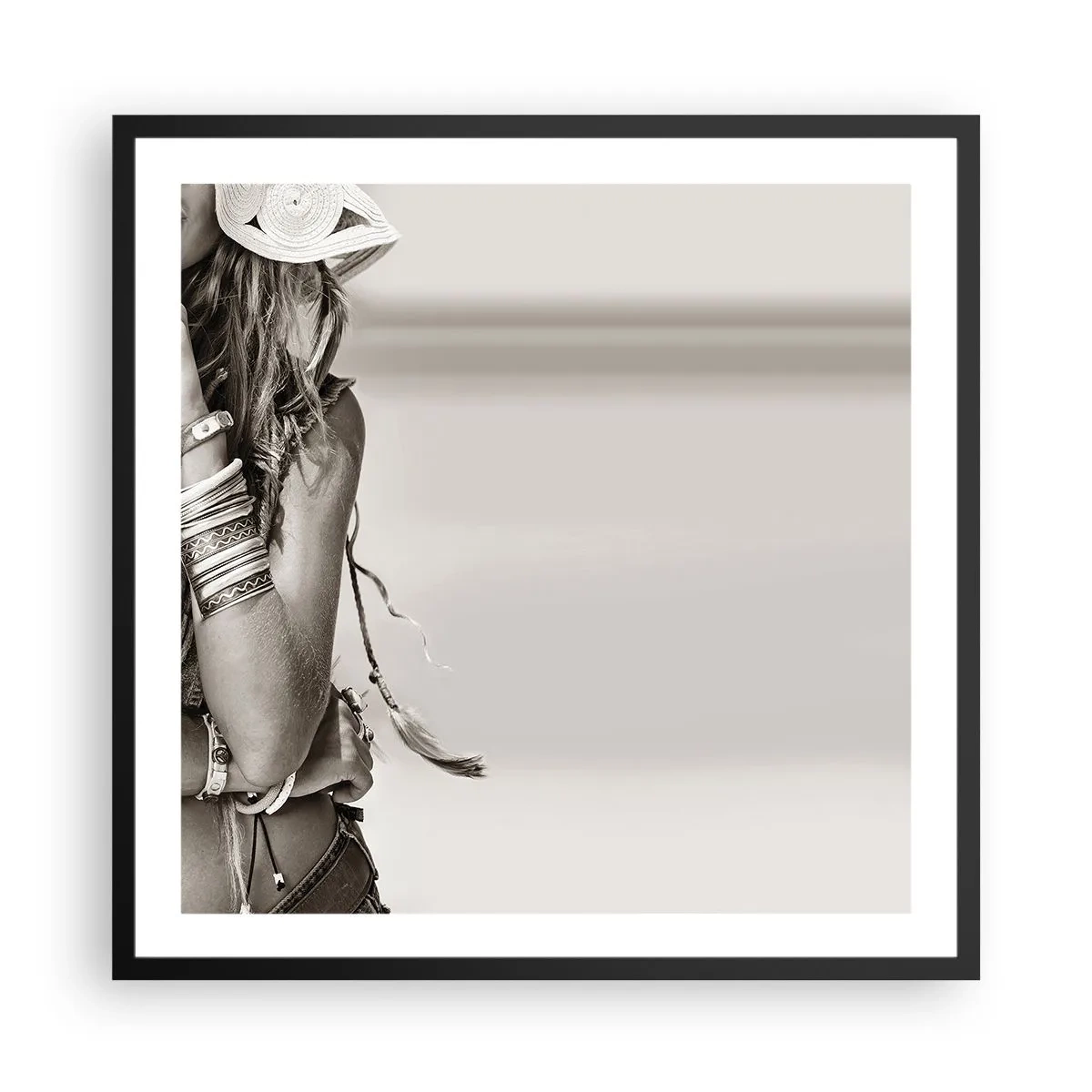 Affiche dans un cadre noir - Poster - Comment va la fille - 60x60 cm