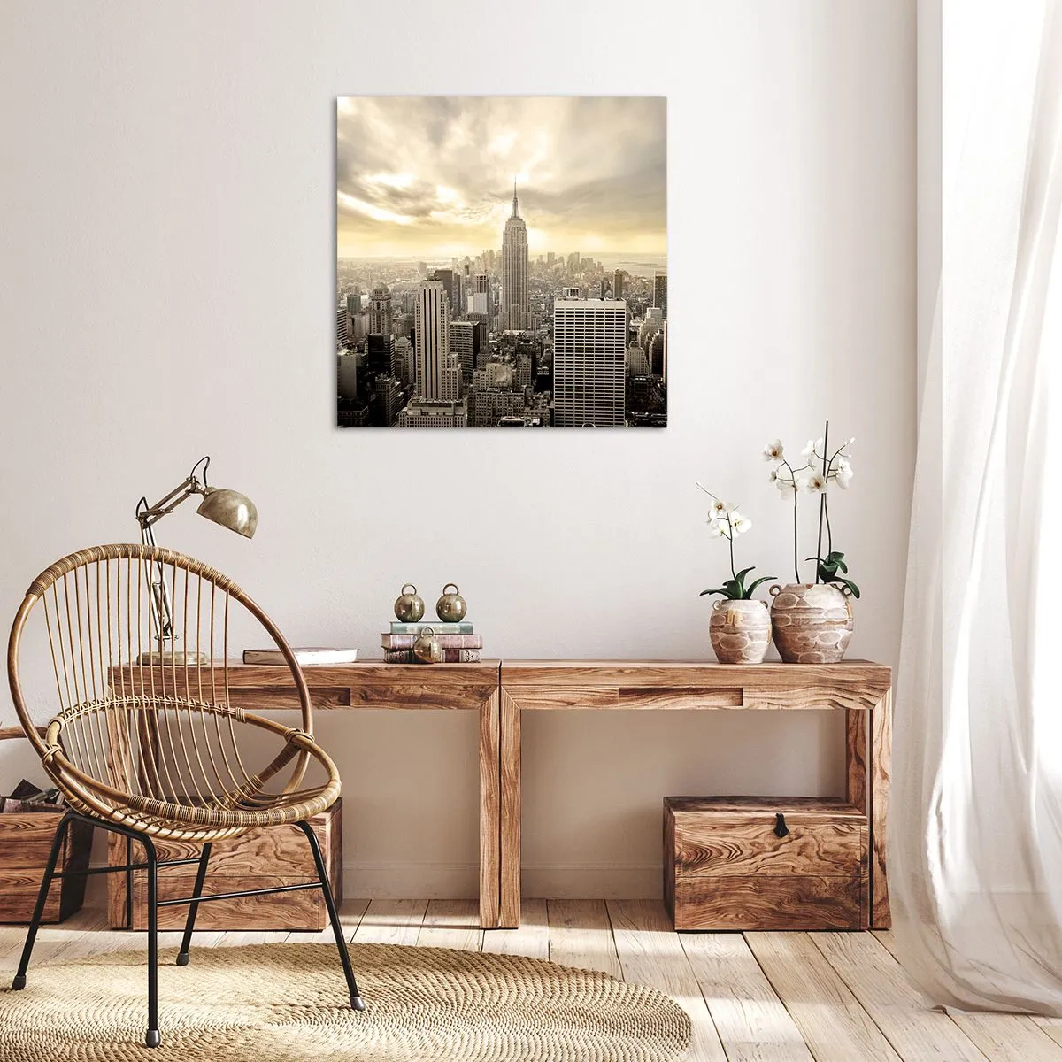 Impression sur toile - Image sur toile - New York tissé de gris - 70x70 cm