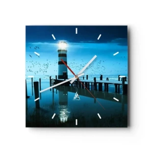 Horloge murale - Pendule murale - Le phare de la jetée illuminé la nuit - 30x30cm - Et tu n'as pas peur du noir - Décoration murale moderne pour le salon et la chambre ARTTOR